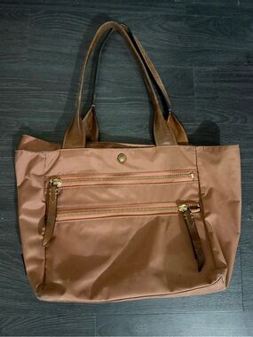 Frye Rose Brown Tote with Dual Front Zippers